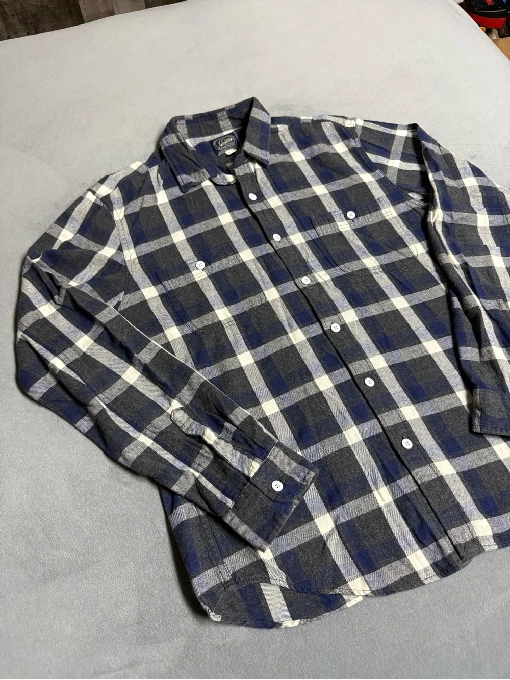 Men's J.Crew Blue Plaid Long-Sleeve Button-Up Shirt
